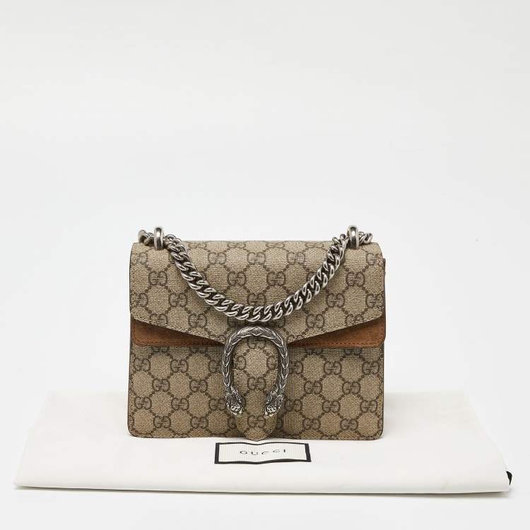 مملوكة مسبقًا Gucci Beige GG Supreme Canvas and Suede Mini Dionysus Shoulder Bag