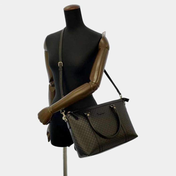 Pre Owned Gucci Black Microguccissima Leather Joy Tote Bag