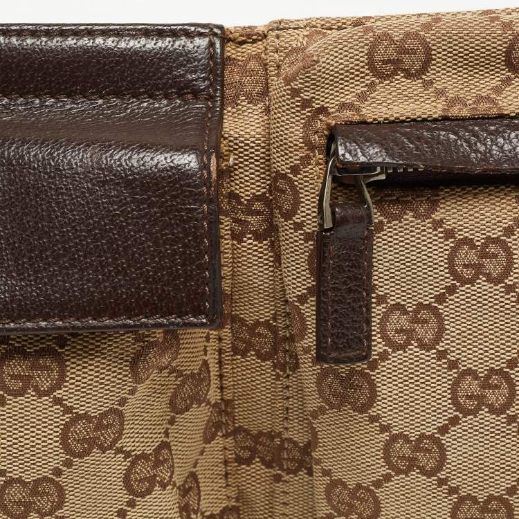 Pre Owned Gucci Beige/Brown GG Canvas and Leather Belt Bag