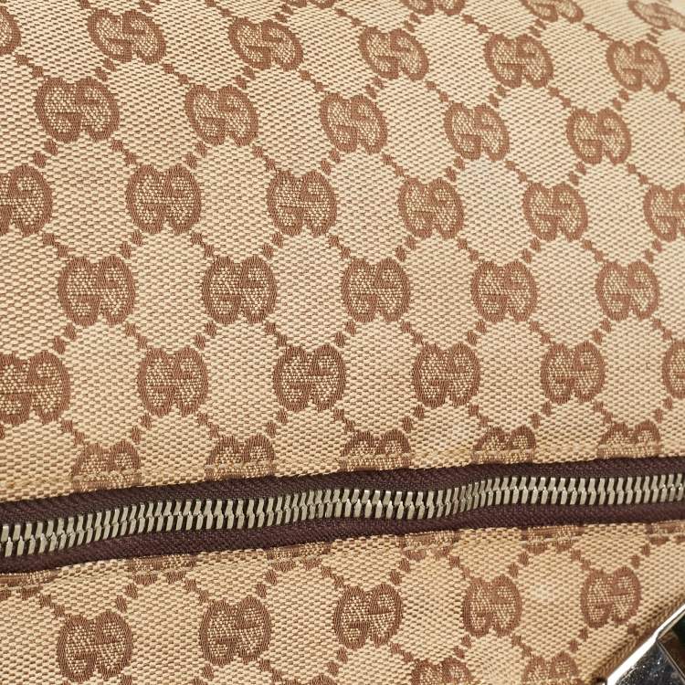 Pre Owned Gucci Beige/Brown GG Canvas and Leather Belt Bag