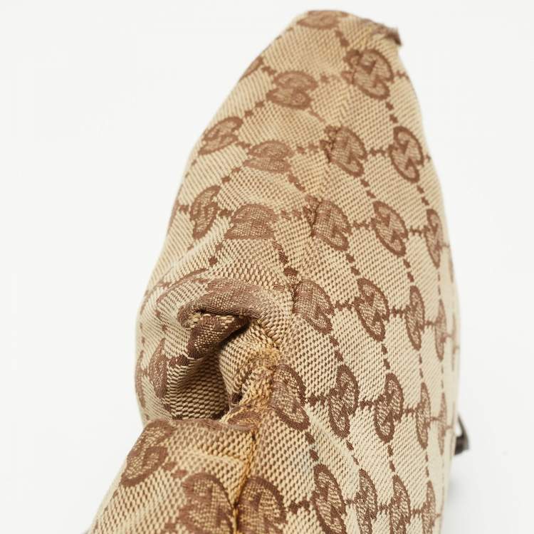 Pre Owned Gucci Beige/Brown GG Canvas and Leather Belt Bag
