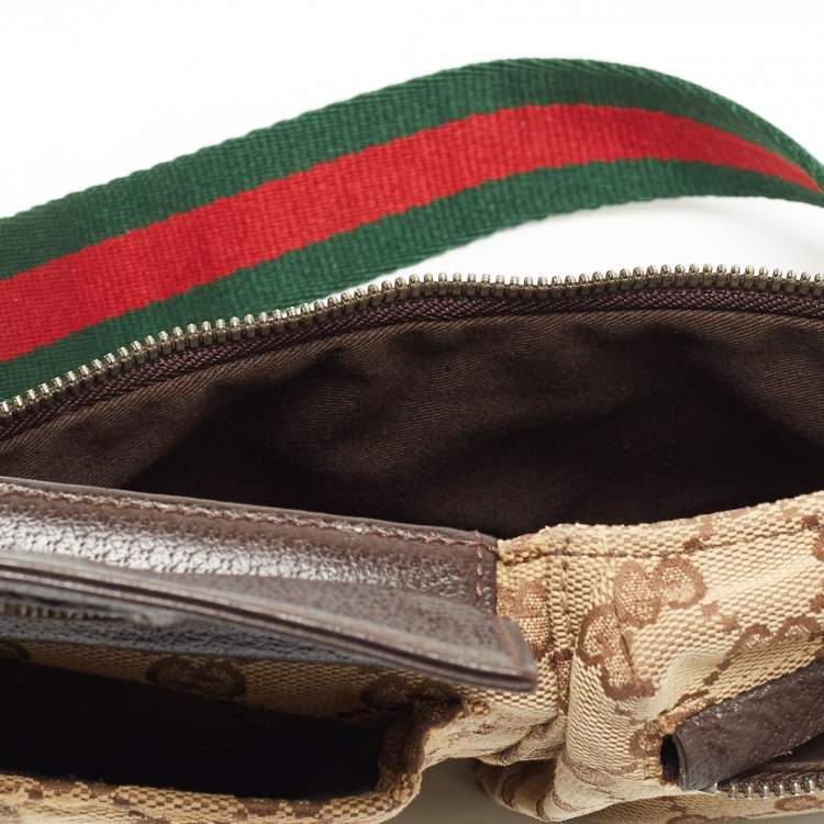 Pre Owned Gucci Beige/Brown GG Canvas and Leather Belt Bag