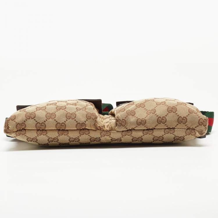 Pre Owned Gucci Beige/Brown GG Canvas and Leather Belt Bag