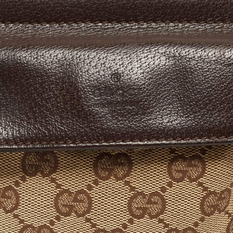 Pre Owned Gucci Beige/Brown GG Canvas and Leather Belt Bag