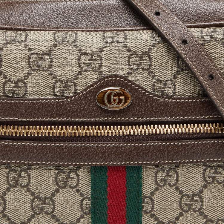 Pre Owned Gucci Beige/Brown GG Supreme Canvas and Leather Small Ophidia Shoulder Bag