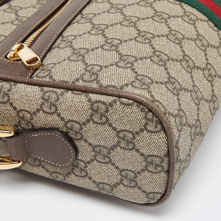 Pre Owned Gucci Beige/Brown GG Supreme Canvas and Leather Small Ophidia Shoulder Bag
