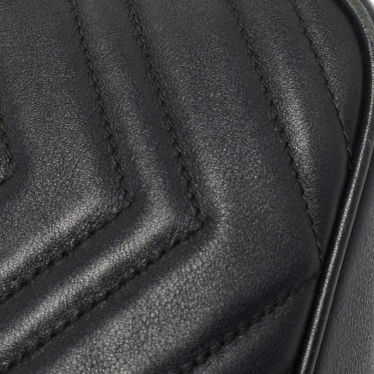 Pre Owned Gucci Black Matelasse Leather Small GG Marmont Shoulder Bag