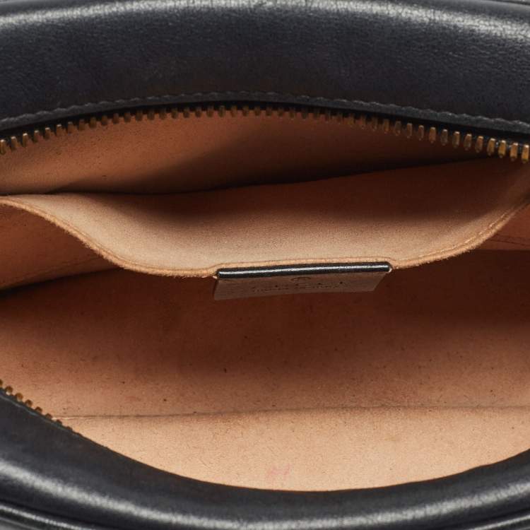 Pre Owned Gucci Black Matelasse Leather Small GG Marmont Shoulder Bag