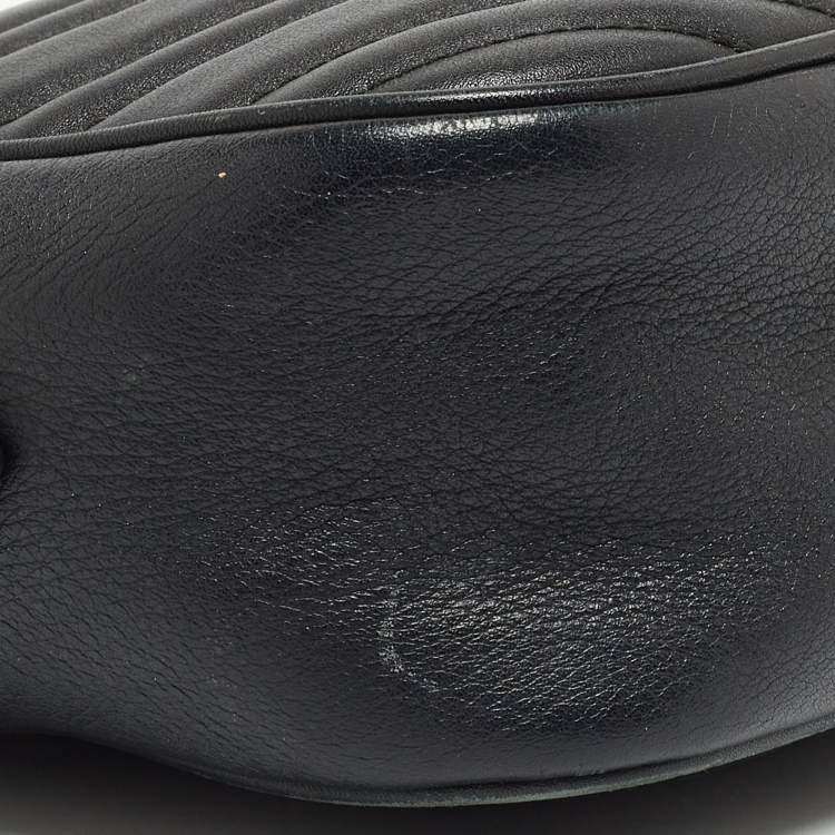 Pre Owned Gucci Black Matelasse Leather Small GG Marmont Shoulder Bag