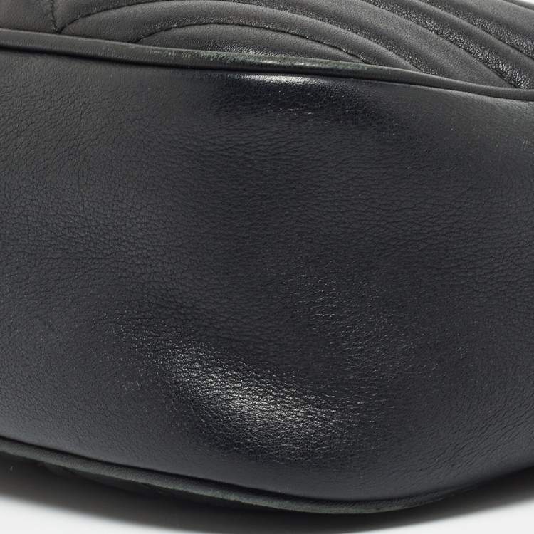 Pre Owned Gucci Black Matelasse Leather Small GG Marmont Shoulder Bag