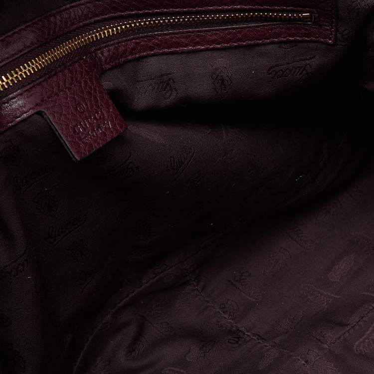 Pre Owned Gucci Burgundy Suede Double G Logo Flap Shoulder Bag