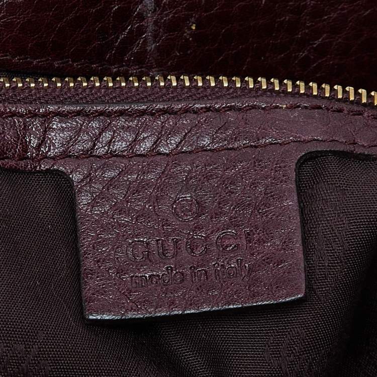Pre Owned Gucci Burgundy Suede Double G Logo Flap Shoulder Bag