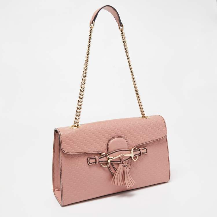 Pre Owned Gucci Pink Microguccisima Leather Medium Emily Shoulder Bag
