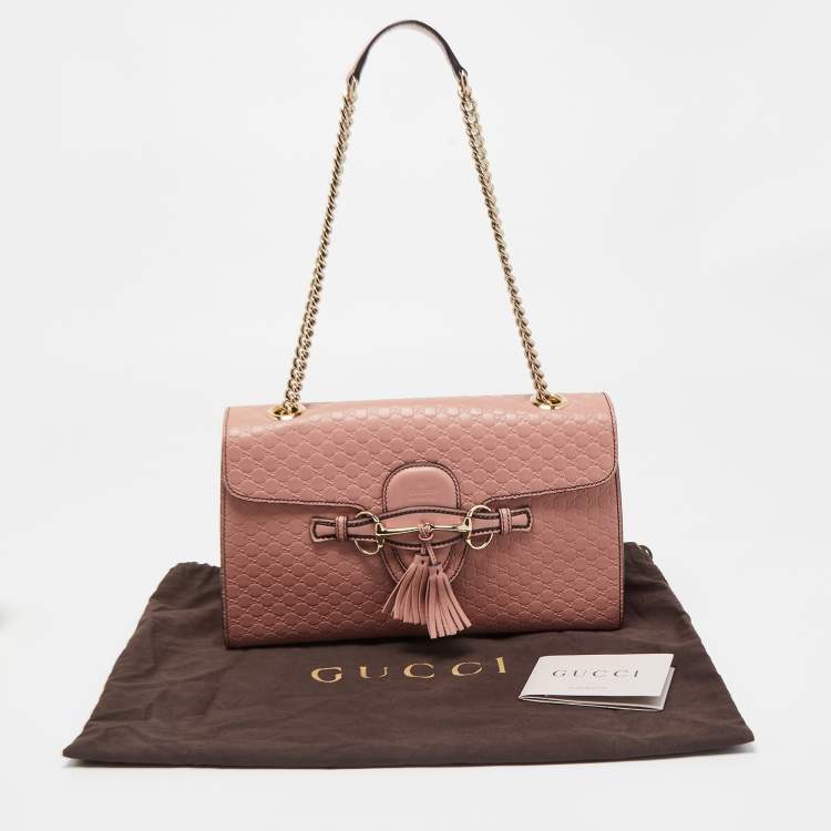 Pre Owned Gucci Pink Microguccisima Leather Medium Emily Shoulder Bag