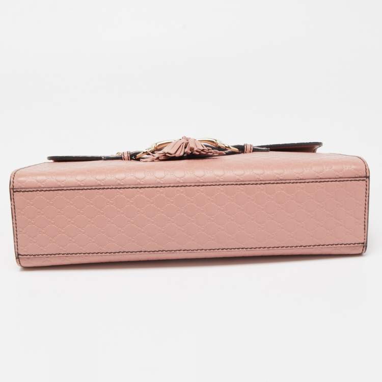 Pre Owned Gucci Pink Microguccisima Leather Medium Emily Shoulder Bag