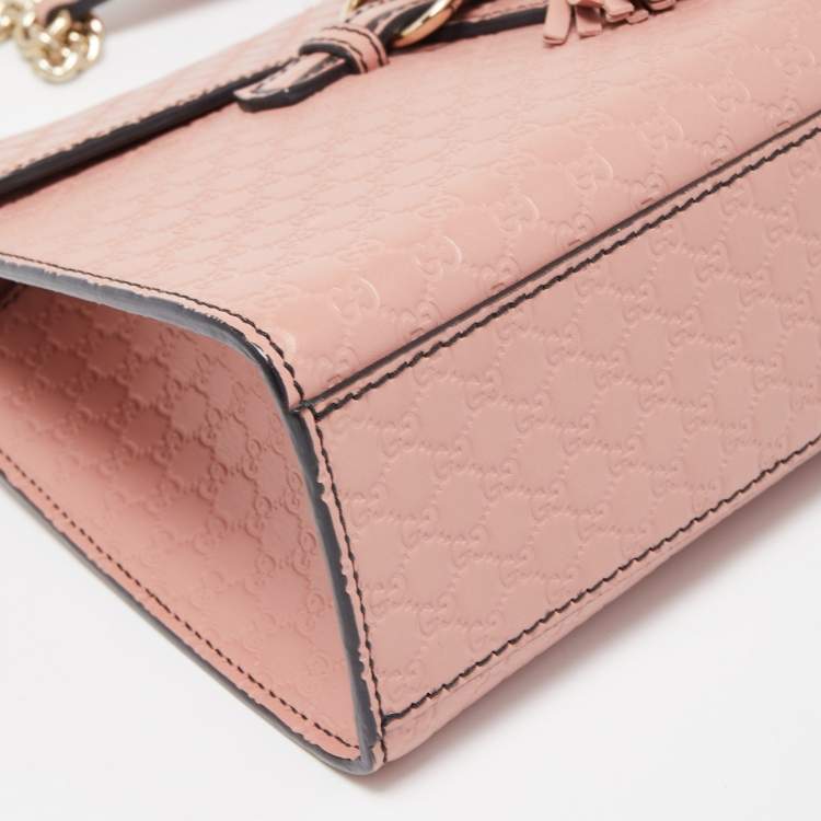 Pre Owned Gucci Pink Microguccisima Leather Medium Emily Shoulder Bag