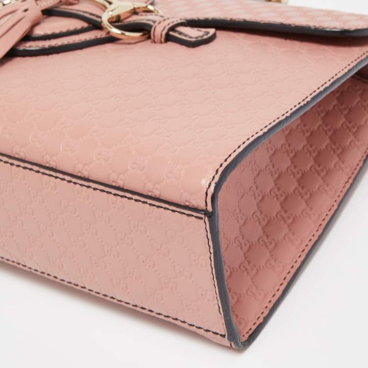 Pre Owned Gucci Pink Microguccisima Leather Medium Emily Shoulder Bag