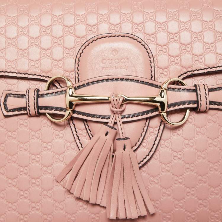 Pre Owned Gucci Pink Microguccisima Leather Medium Emily Shoulder Bag