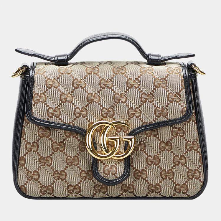 Gucci Beige Leather Mini Marmont Top Handle Bag Gucci