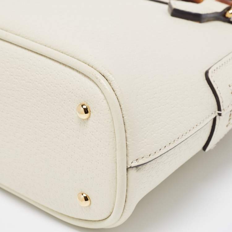Pre Owned Gucci Off White Leather Mini Diana Satchel