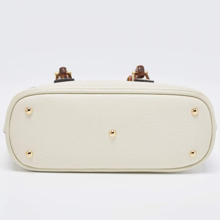Pre Owned Gucci Off White Leather Mini Diana Satchel