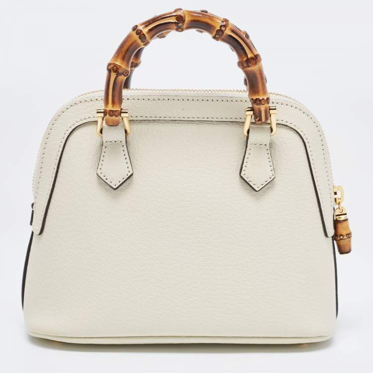 Pre Owned Gucci Off White Leather Mini Diana Satchel
