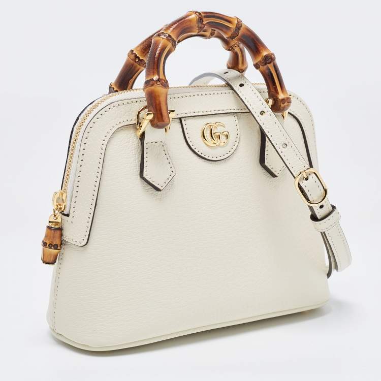 Pre Owned Gucci Off White Leather Mini Diana Satchel