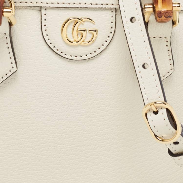 Pre Owned Gucci Off White Leather Mini Diana Satchel
