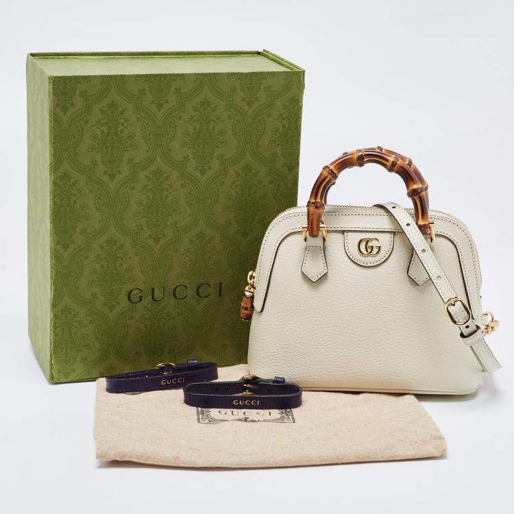 Pre Owned Gucci Off White Leather Mini Diana Satchel