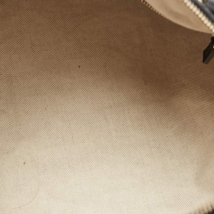 Pre Owned Gucci Black/Beige Diamante Canvas Medium Vintage Web Boston Bag