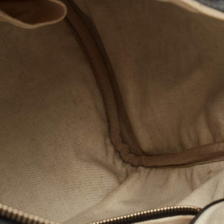 Pre Owned Gucci Black/Beige Diamante Canvas Medium Vintage Web Boston Bag