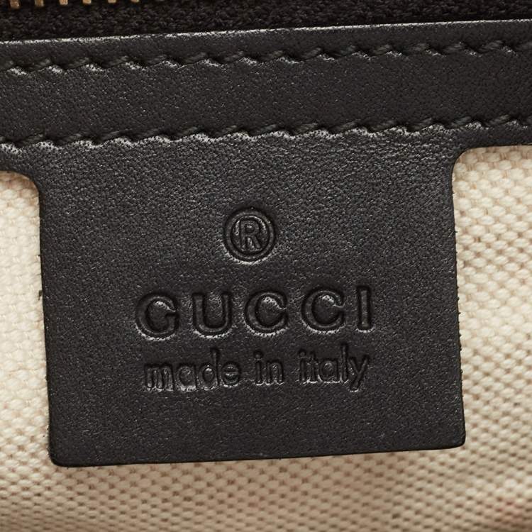 Pre Owned Gucci Black/Beige Diamante Canvas Medium Vintage Web Boston Bag