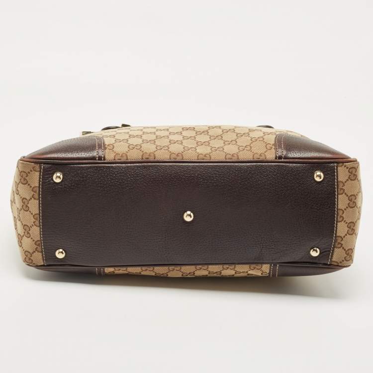 Pre Owned Gucci Beige/Brown GG Canvas and Leather Princy Tote 