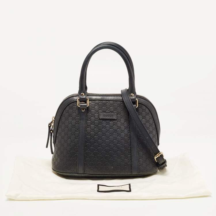 Pre Owned Gucci Navy Blue Micro Guccissima Leather Mini Dome Satchel