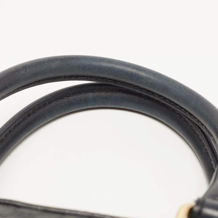 Pre Owned Gucci Navy Blue Micro Guccissima Leather Mini Dome Satchel