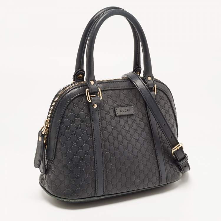 Pre Owned Gucci Navy Blue Micro Guccissima Leather Mini Dome Satchel