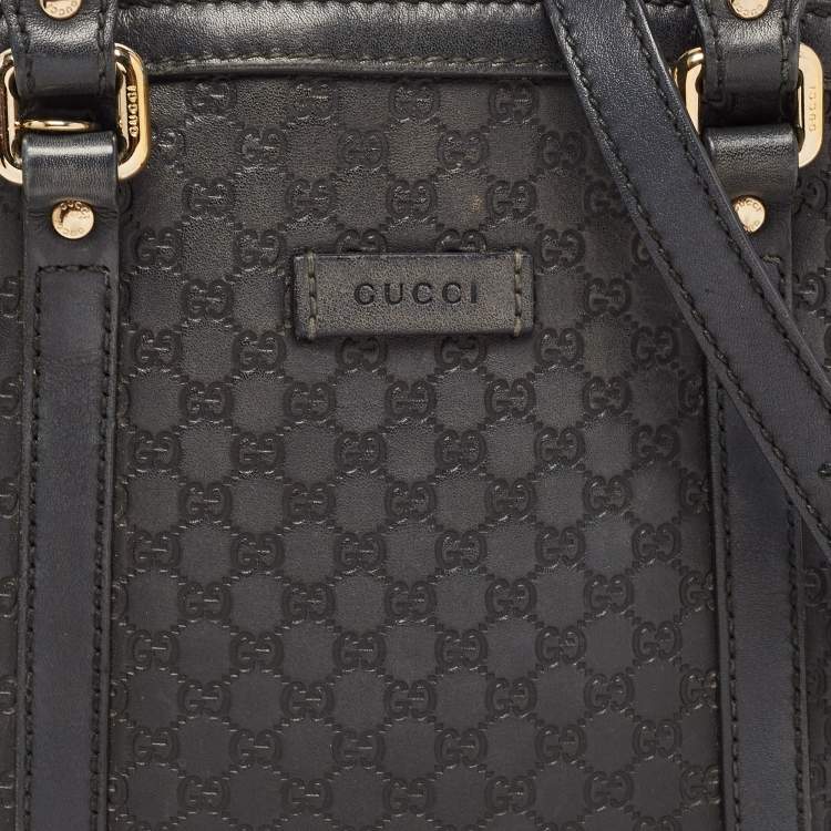 Pre Owned Gucci Navy Blue Micro Guccissima Leather Mini Dome Satchel