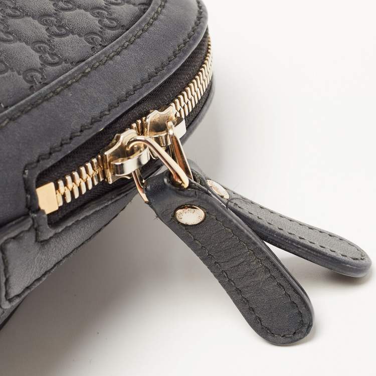 Pre Owned Gucci Navy Blue Micro Guccissima Leather Mini Dome Satchel