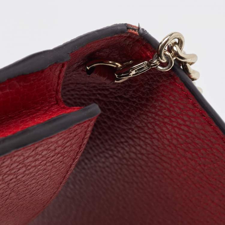 Pre Owned Gucci Red Leather Betty Wallet on Chain