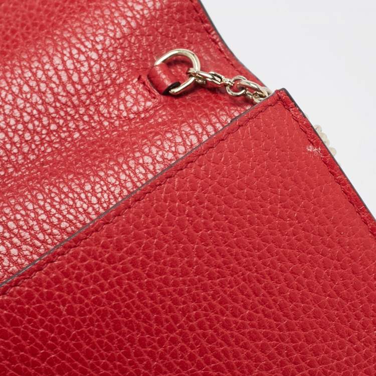 Pre Owned Gucci Red Leather Betty Wallet on Chain