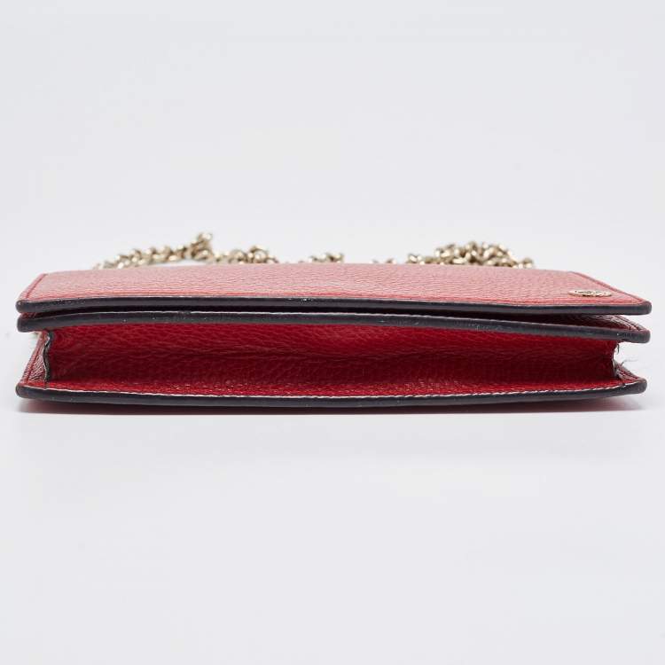 Pre Owned Gucci Red Leather Betty Wallet on Chain