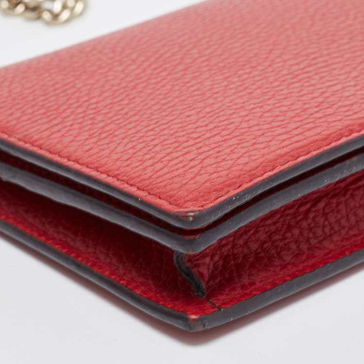 Pre Owned Gucci Red Leather Betty Wallet on Chain