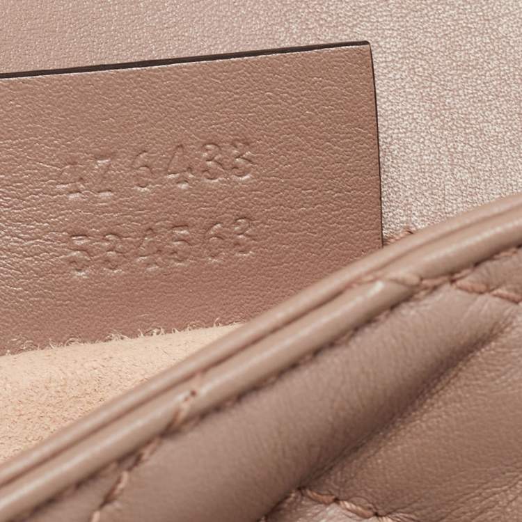 Pre Owned Gucci Beige Matelassé Leather Super Mini GG Marmont Shoulder Bag