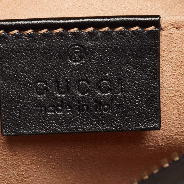 Pre Owned Gucci Black Matelassé Leather Small GG Marmont Camera Bag