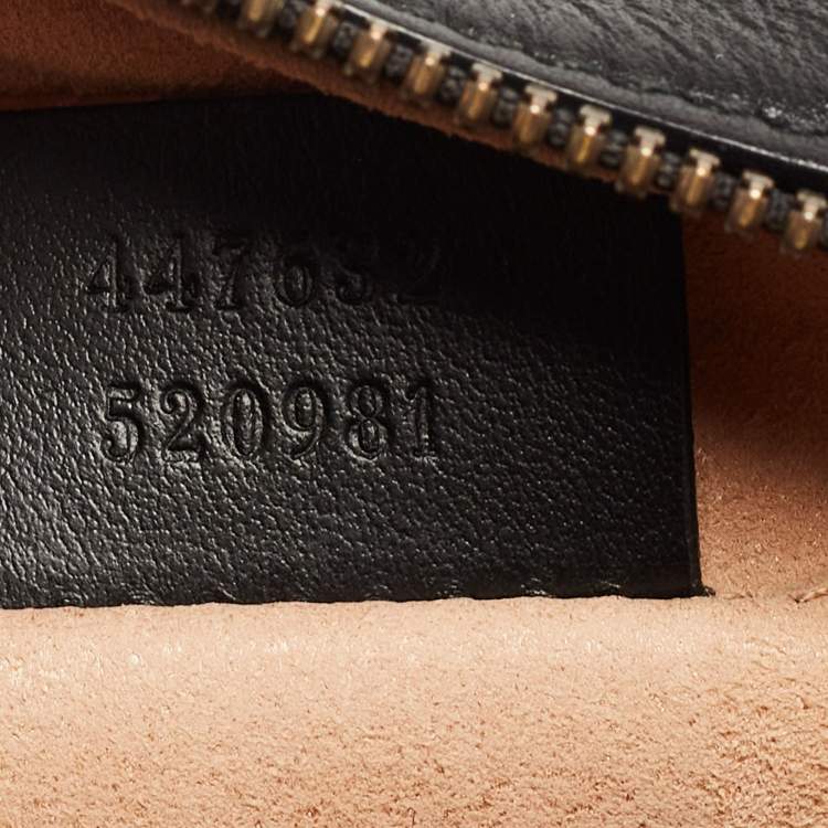 Pre Owned Gucci Black Matelassé Leather Small GG Marmont Camera Bag