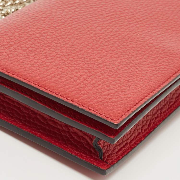 Pre Owned Gucci Red Leather Betty Wallet on Chain