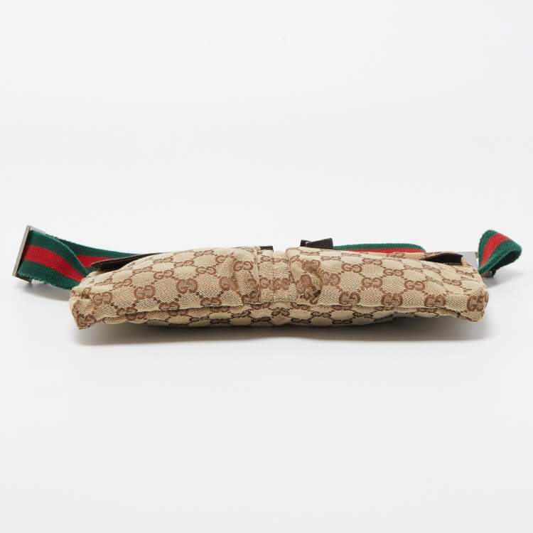 Pre Owned Gucci Brown/Beige GG Canvas and Leather Belt Bag
