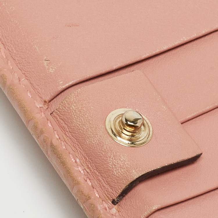 Pre Owned Gucci Pink Microgucissima Leather Flap Continental Wallet