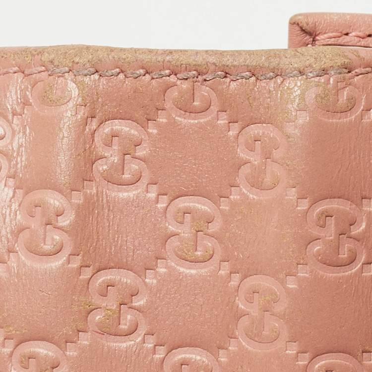 Pre Owned Gucci Pink Microgucissima Leather Flap Continental Wallet