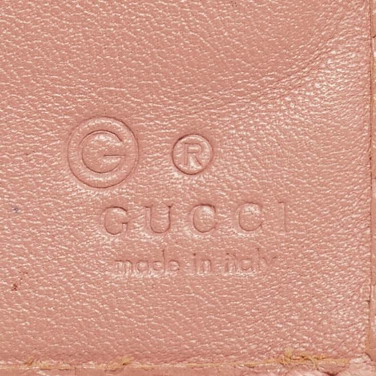 Pre Owned Gucci Pink Microgucissima Leather Flap Continental Wallet